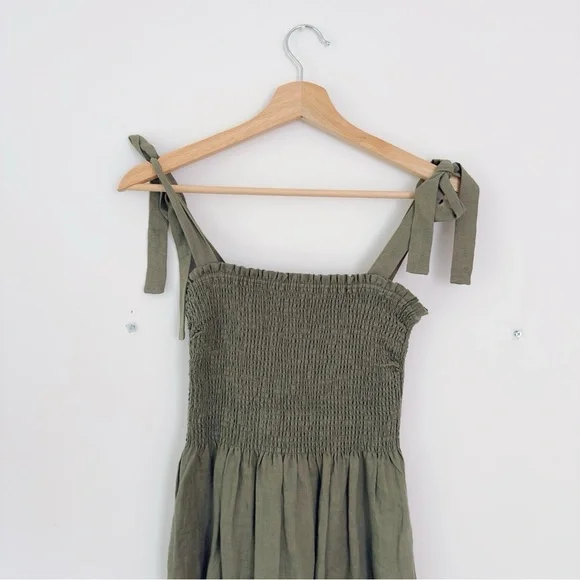 Aritzia Wilfred Golden Hour Linen Dress Smocked Organic Linen Midi Dress Aritzia Wilfred Golden Hour Linen Dress Smocked Organic Linen Midi Dress